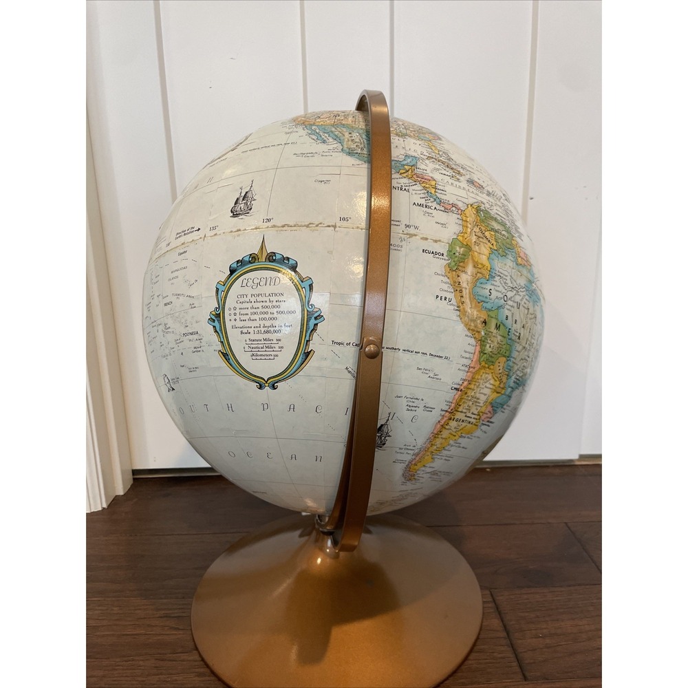 Replogle 16in Vintage Globe 1970s World Classic Series 42in Tall Standing Globe